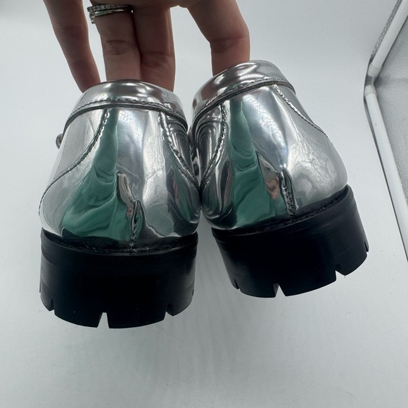 J. Crew Winona lug-sole penny loafers in metallic leather size 9.5 Silver - Picture 13 of 16